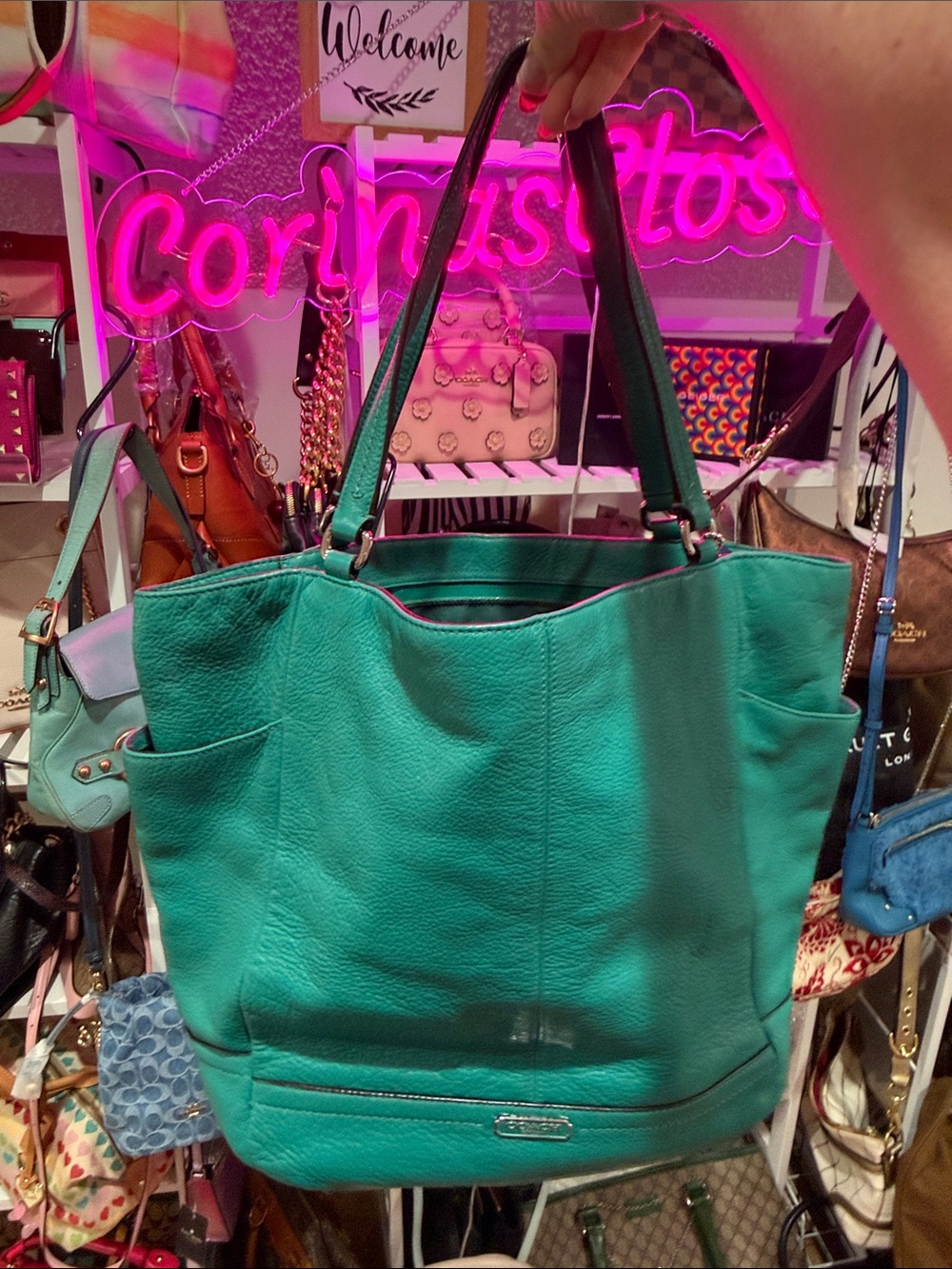 coach -Big green tote bag